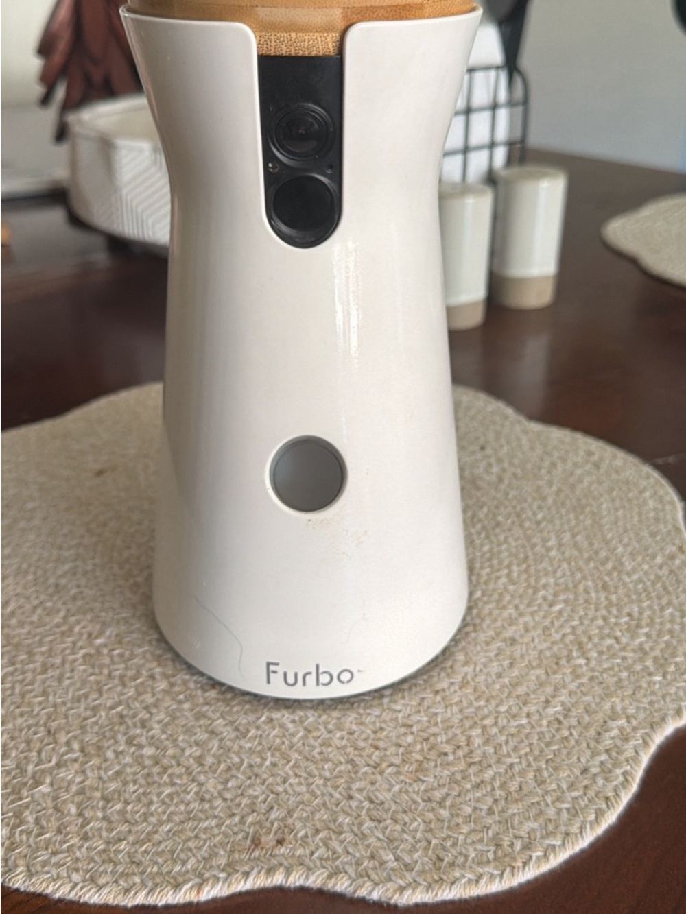 Furbo Dog Camera - White with Wood Accent